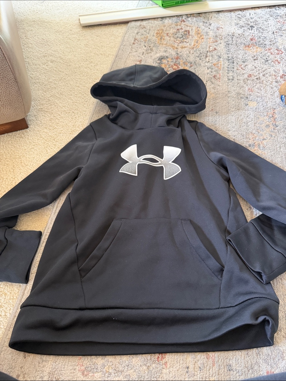 Under Armour Black Hoodie with Silver Logo - Kids